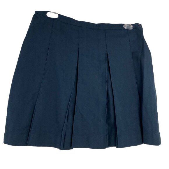 Lands End Skirt Adult  Pleated Tab Pocket Work Uniform Bottom Womens Sz: 13 Blue - Picture 1 of 10